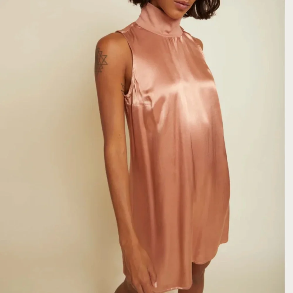 NWT NATION LTD Jett Mock Neck Satin Dress in Bisou - Size Small - Picture 3 of 8